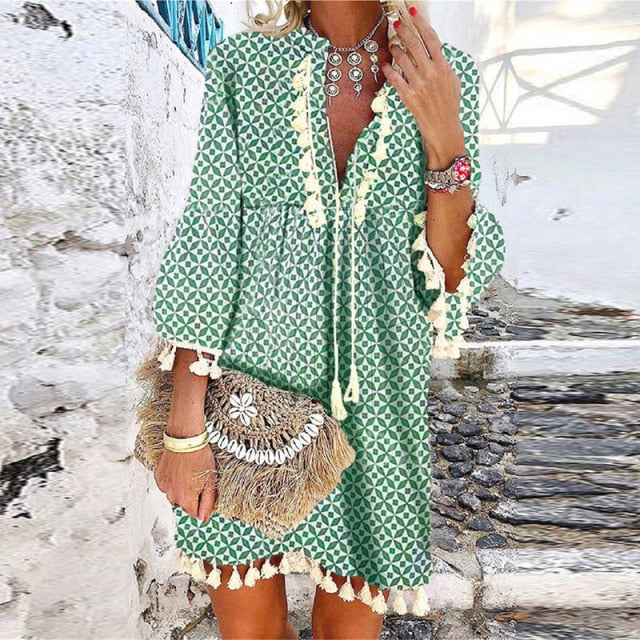 Beach dress with tassels best sale